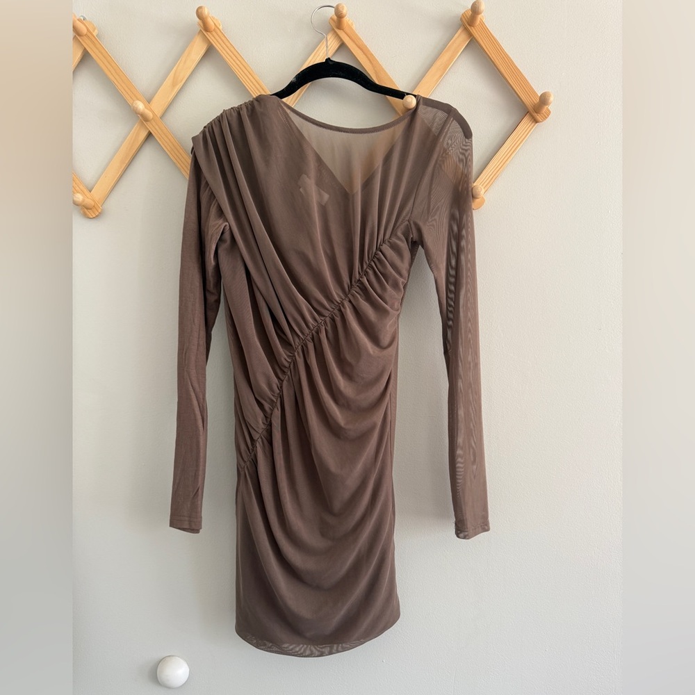 MM Couture by Miss Me Mesh Ruched Bodycon Mini Dress